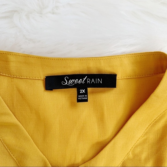 Sweet Rain Yellow/Mustard scrunchy blouse 2X - Picture 6 of 9